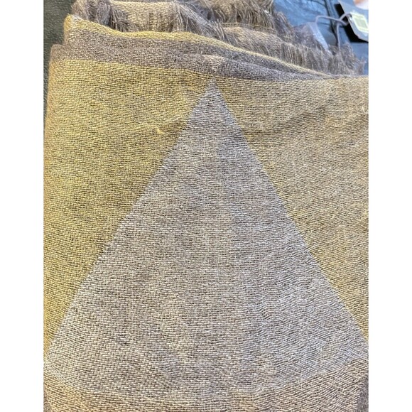 NWT Vince Camuto Brown Tan Fringe Topper Shawl Wrap Poncho Cape Scarf - Picture 7 of 7